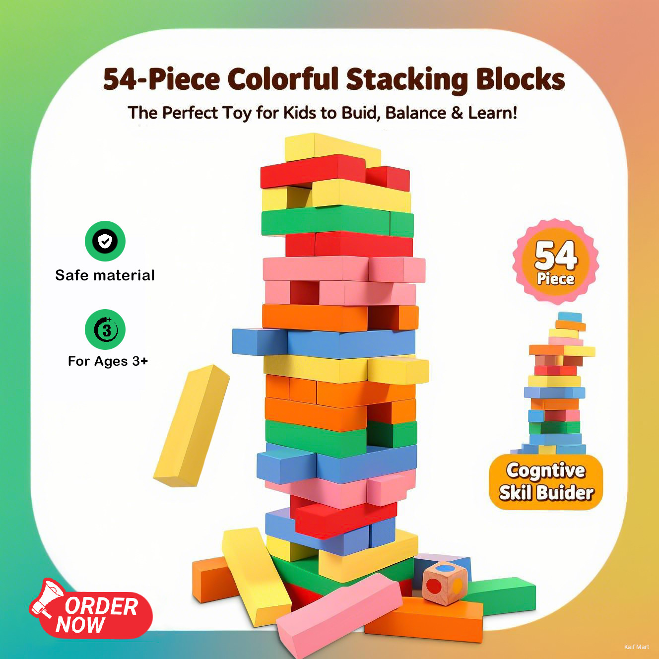 54 Wooden Blocks Game for Kids Learning Toys Puzzle Games