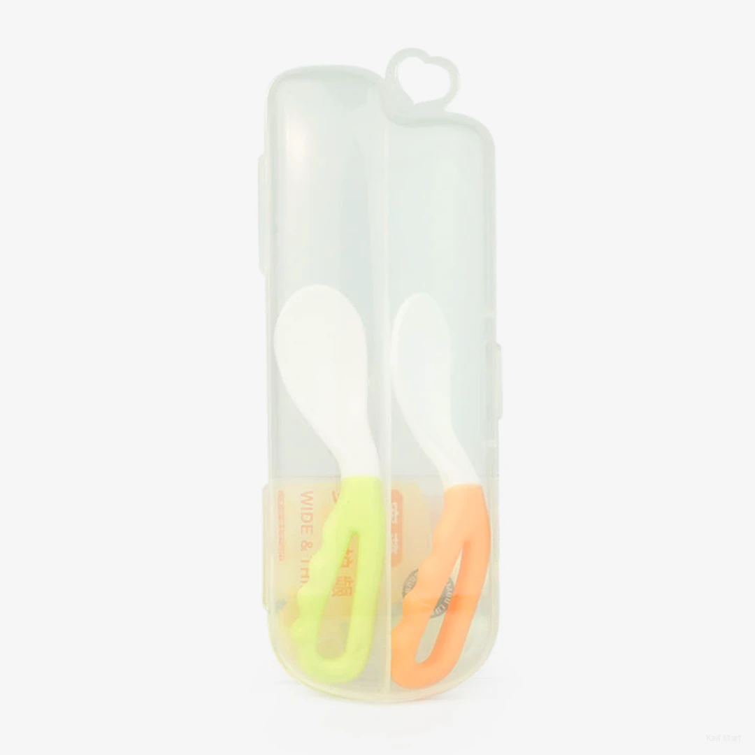 Baby Feeding Spoon 2pcs Set Safe Spoon -  Green and Orange