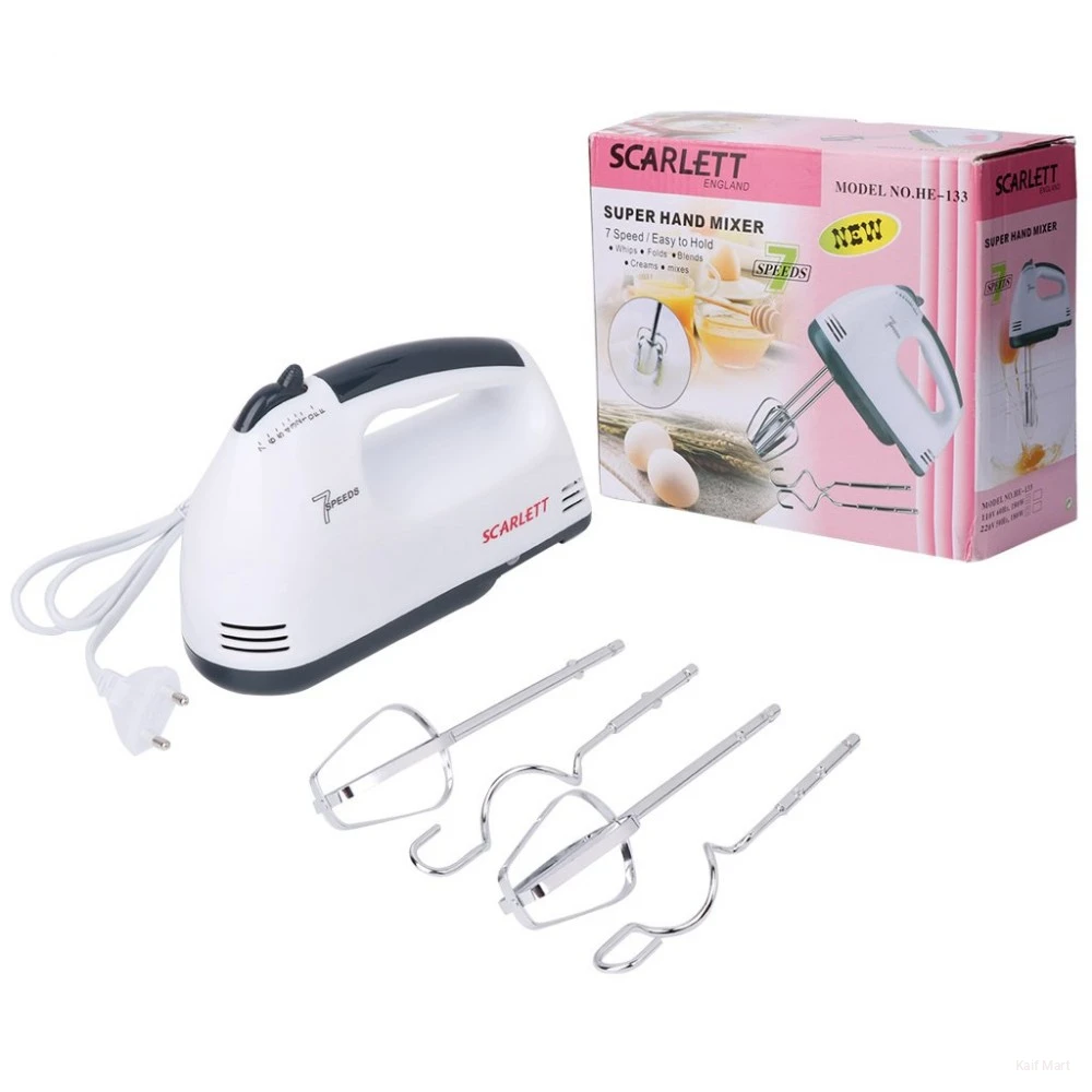 Scarlett Electric Egg Beater and Mixer for Cake Cream - White