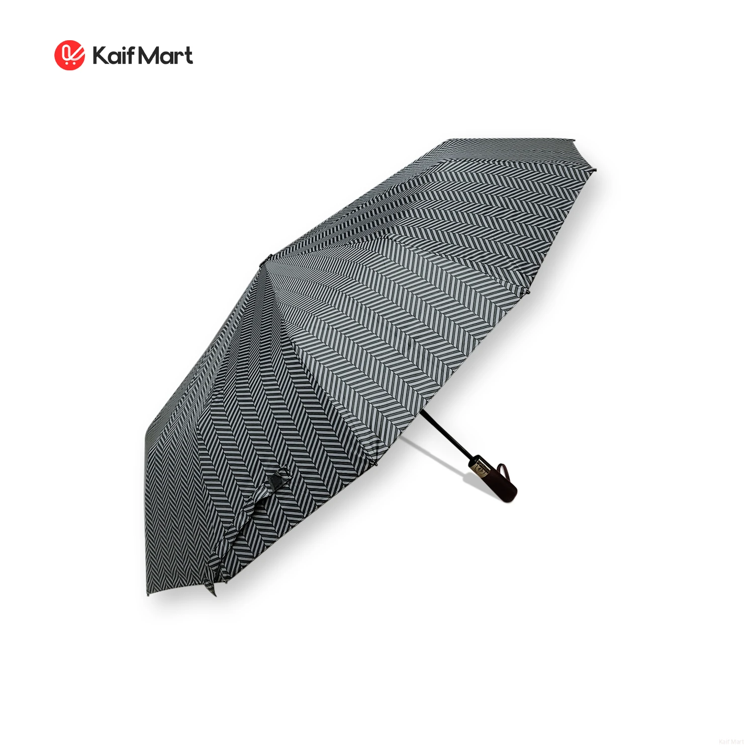 Wooden Executive Umbrella 12 Ribs Windproof UV Protection (3:3 Fiber RIBs) - ZigZag
